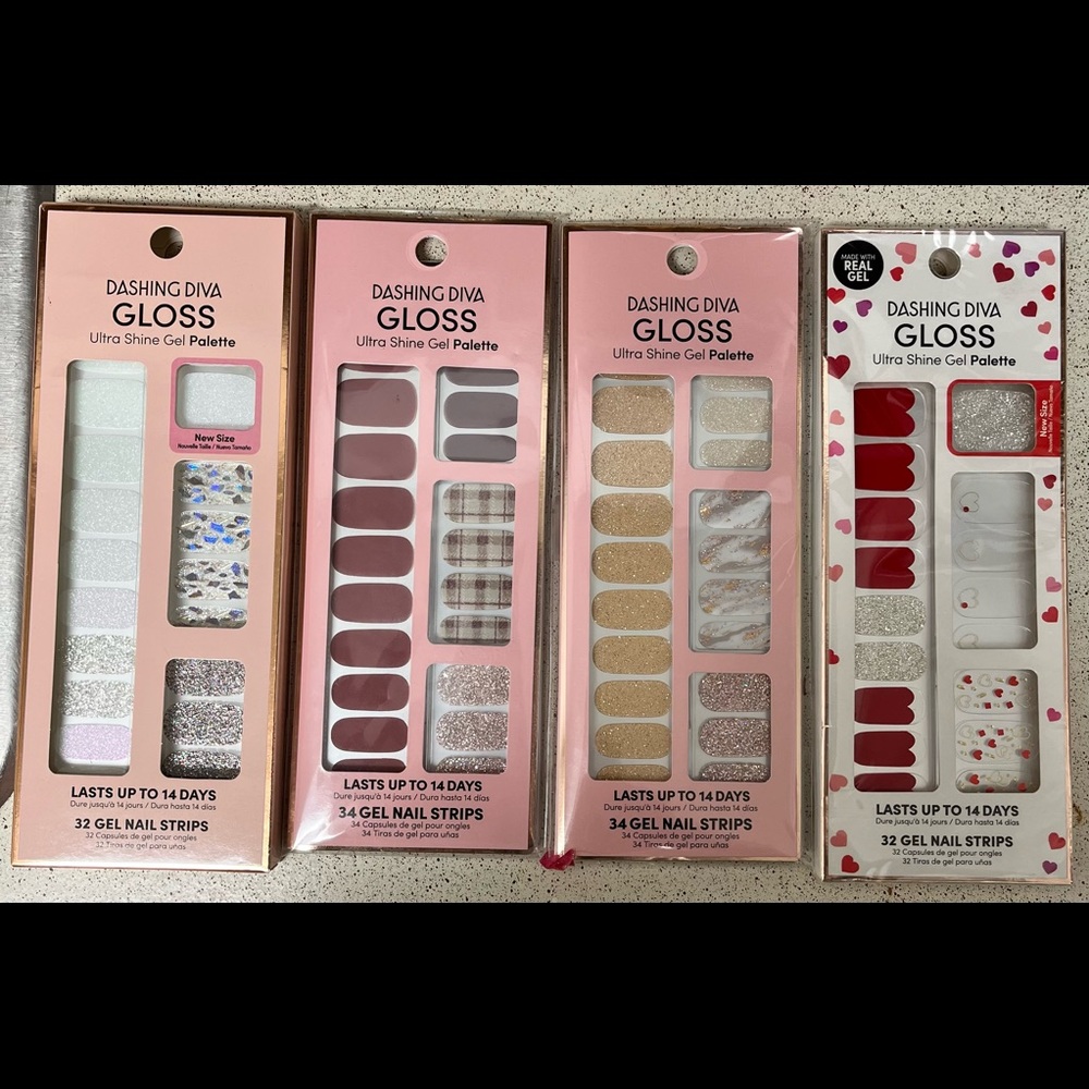 Dashing Diva 4 Piece Gel Nail Strip Palette Bundle